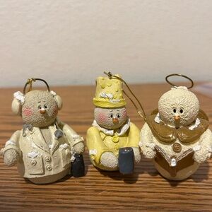 Adorable Trio of Snowberry Snowman Ornaments